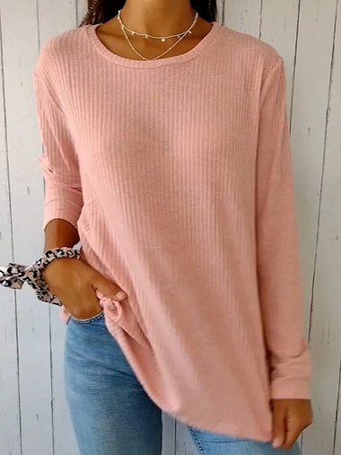 Loose Long Sleeve Square Neck Plain Casual Regular Blouse