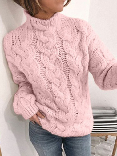 Casual Long Sleeve Crew Neck Plain Loose Regular Sweater