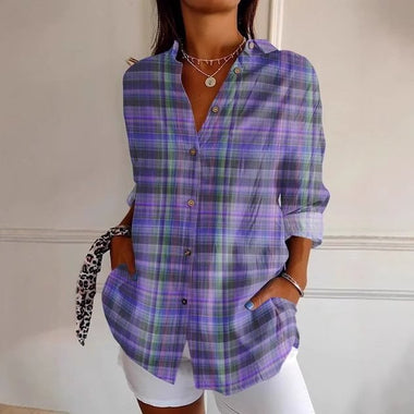 Loose Long Sleeve Shirt Collar Geometric Floral Casual Regular Shirt