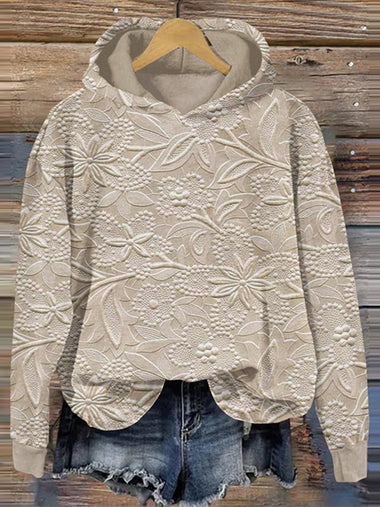 Loose Long Sleeve Hoodie Floral Casual Regular Hoodie