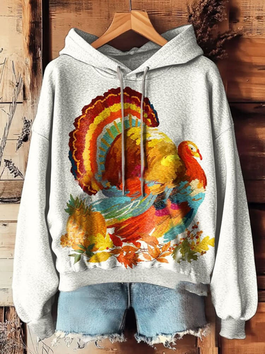 Loose Long Sleeve Hoodie Turkey Casual Regular Sweatshirt