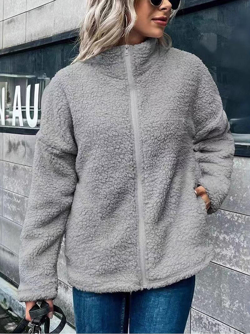 Loose Long Sleeve Plain Casual Regular Jacket