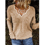 Casual Long Sleeve Scoop Neck Plain Loose Regular Sweater