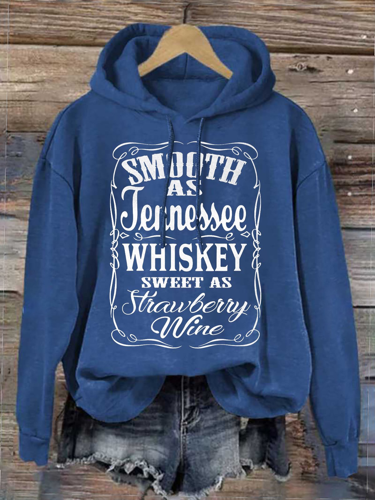 Western Style Long Sleeve Hoodie Text Letters Loose Regular Hoodie