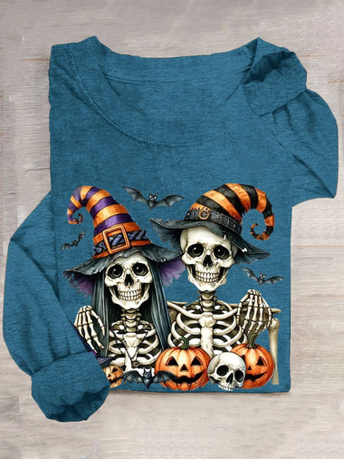 Loose Long Sleeve Crew Neck Halloween Casual Regular T-Shirt