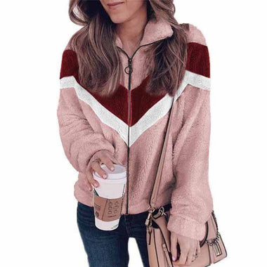 Loose Long Sleeve Color Block Casual Regular Jacket