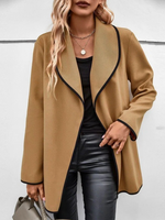 Loose Crew Neck Long Sleeve Plain Zipper Casual Regular Jacket