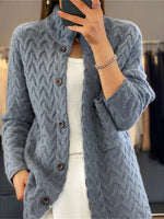 Loose Long Sleeve Plain Casual Regular Cardigan