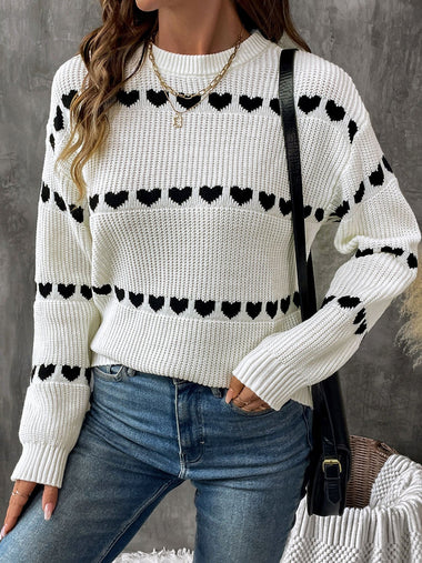 Loose Long Sleeve Crew Neck Heart/Cordate Casual Regular Sweater