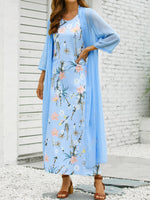 Casual Half Sleeve Crew Neck Floral Loose Maxi Dress