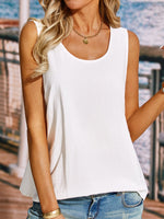 Casual Sleeveless Crew Neck Plain Regular T-Shirt