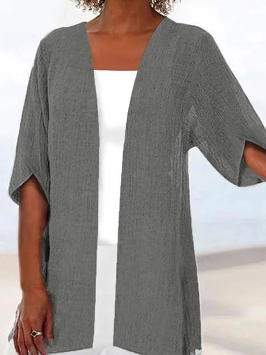 Loose Crew Neck Half Sleeve Plain Casual Regular Kimono