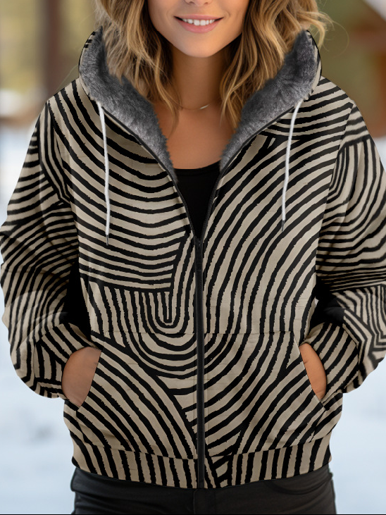 Loose Hoodie Long Sleeve Geometric Casual Regular Jacket