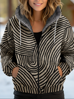 Loose Hoodie Long Sleeve Geometric Casual Regular Jacket