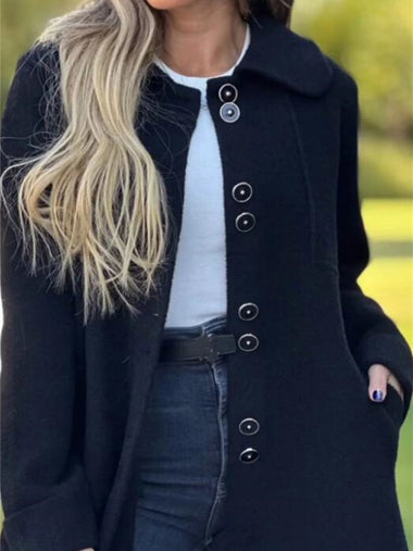 Loose Shawl Collar Long Sleeve Plain Casual Regular Coat