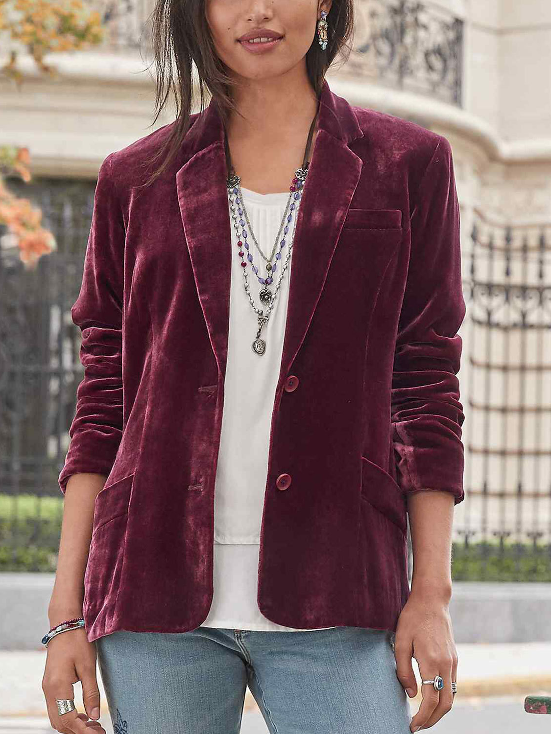 Loose Shawl Collar Three Quarter Sleeve Plain Casual Regular Jacket