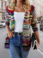 Loose Long Sleeve Striped Casual Mid-Long Sweater