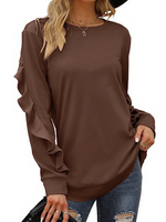 Loose Long Sleeve Crew Neck Plain Casual Regular Sweatshirt