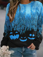 Casual Long Sleeve Crew Neck Halloween Loose Regular Sweatshirt