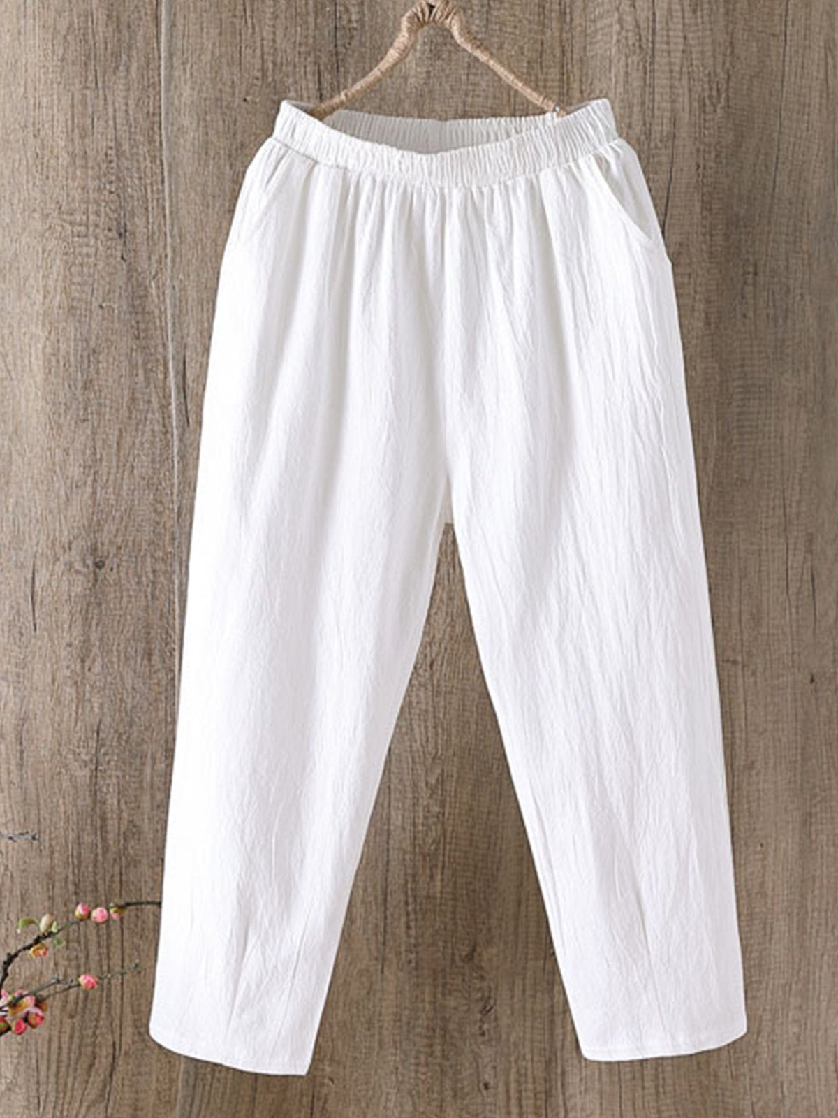 Plus Size Casual Solid Loose Long Pants