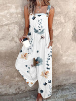 Loose Spaghetti Gallus Floral Vacation Long Jumpsuit