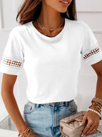 Casual Short Sleeve Crew Neck Plain Loose Regular Blouse