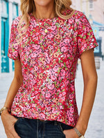 Casual Short Sleeve Crew Neck Floral Regular T-Shirt