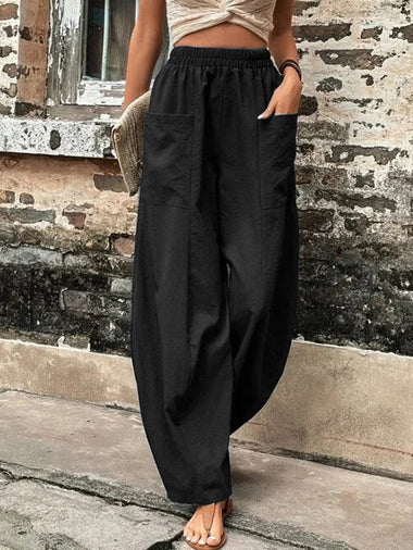 Plus Size Casual Plain Loose Long Pants