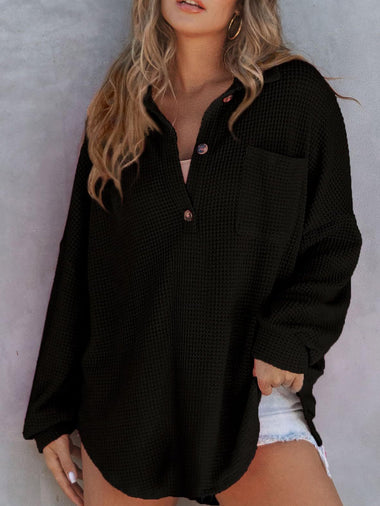 Casual Long Sleeve V Neck Plain Loose Regular Sweatshirt