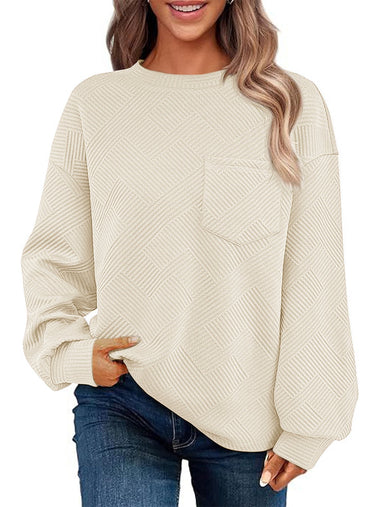 Loose Long Sleeve Crew Neck Plain Casual Regular Sweatshirt