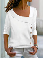 Loose Long Sleeve Asymmetrical Plain Casual Regular Blouse