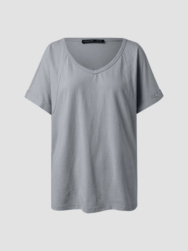 Loose Short Sleeve V Neck Plain Casual Regular T-Shirt