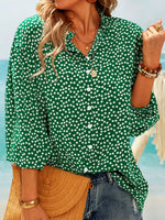 Loose Half Sleeve Stand Collar Floral Casual Regular Shirt