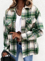 Loose Long Sleeve Plaid Casual Regular Jacket