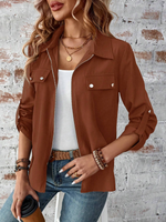 Loose Long Sleeve Plain Zipper Casual Regular Jacket