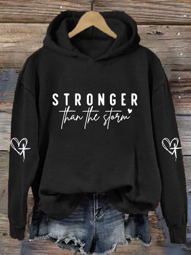 Casual Long Sleeve Hoodie Text Letters Loose Regular Hoodie