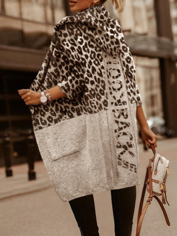 Loose Long Sleeve Leopard Casual Regular Jacket