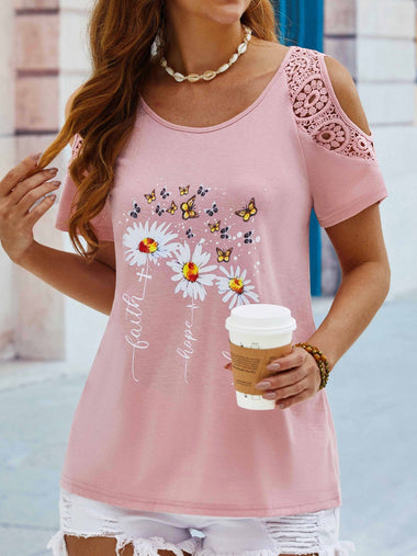 Short Sleeve Crew Neck Floral Casual Regular T-Shirt