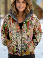 Loose Hoodie Long Sleeve Floral Casual Regular Jacket