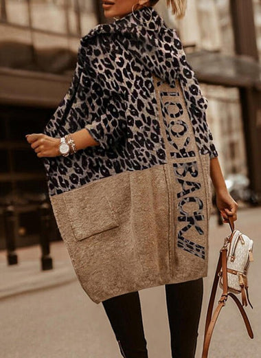 Loose Long Sleeve Leopard Casual Regular Jacket