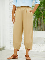 Linen Plain Loose Ankle Pants