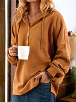 Casual Long Sleeve Hooded Plain Loose Regular Sweatshirt