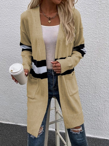 Loose Long Sleeve Striped Casual Regular Cardigan