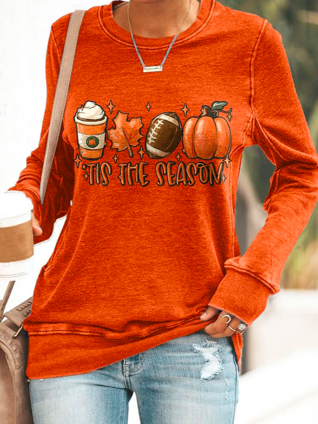 Loose Long Sleeve Crew Neck Halloween Casual Regular Sweatshirt