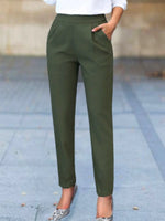 Casual Plain Pocket Stitching Loose Long Pants