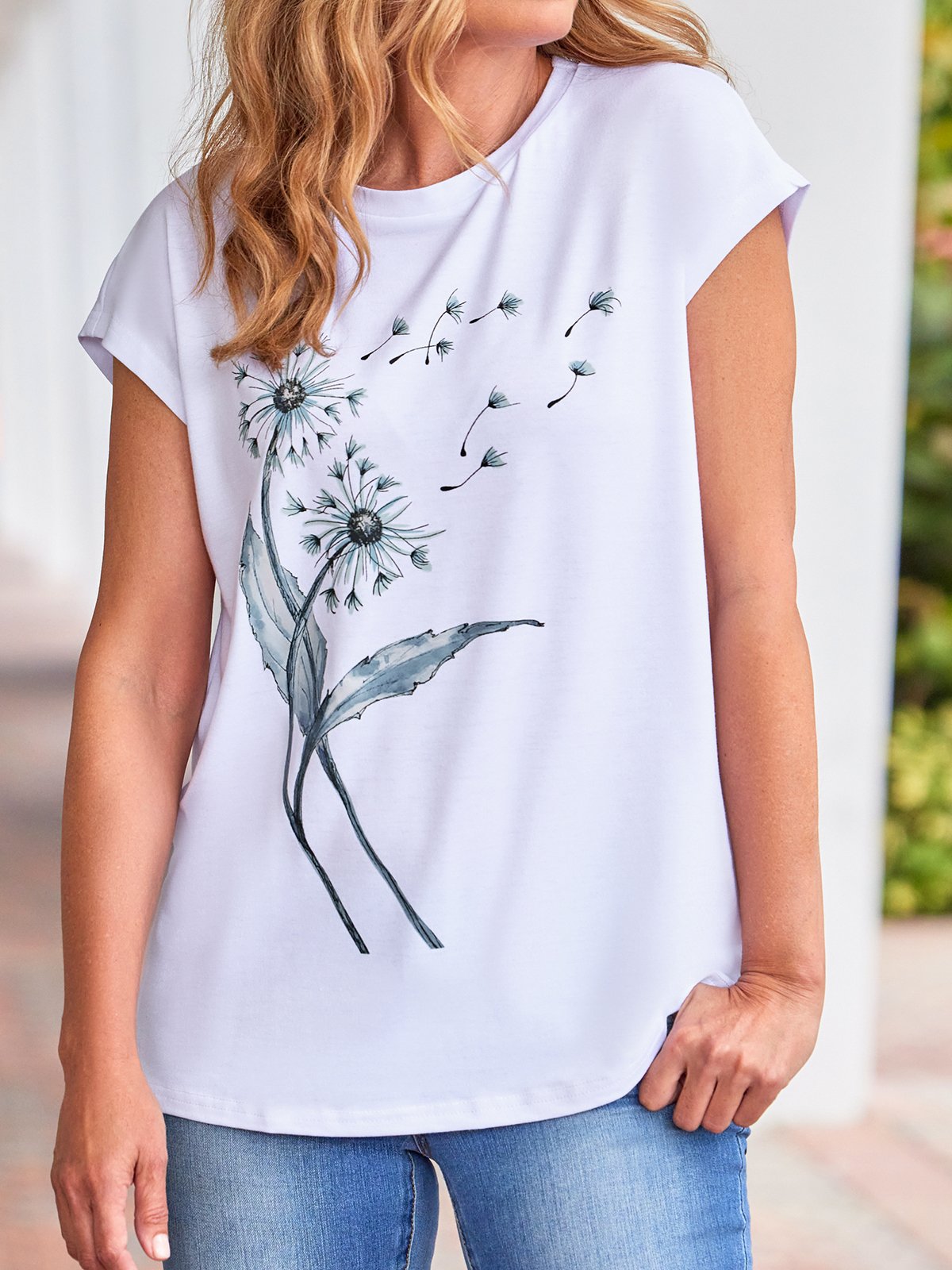 Casual Short Sleeve Crew Neck Floral Regular T-Shirt