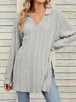 Casual Long Sleeve V Neck Plain Loose Regular Loose Blouse