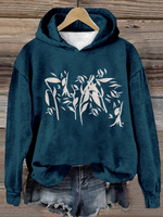 Casual Long Sleeve Hoodie Floral Zipper Loose Regular Sweatshirt