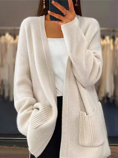 Loose Long Sleeve Plain Casual Regular Cardigan