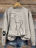 Vintage Long Sleeve Crew Neck Dog Loose Regular Sweatshirt